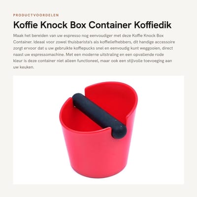 Dailygoods- Knock Box - Duurzaam ABS Plastic - Koffiegronden Container - Verwijderbare Rubber Knock Bar - Antislip Basis - Geschikt voor Espresso Machines - Koffiedikcontainer