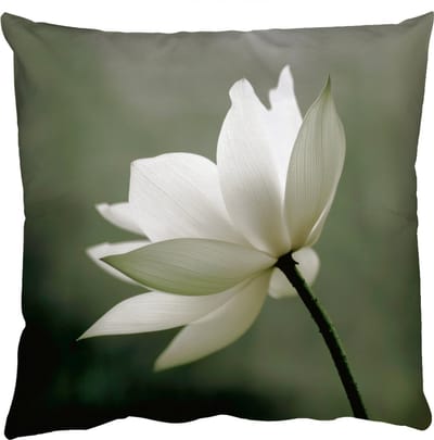 Sierkussens - Kussentjes Woonkamer - 50x50 cm - Wit - Lotus - Donker - Bloem