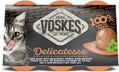Voskes Tender Pieces Tonijn - Garnalen - 12 x 6 x 25 gr - Voordeelverpakking