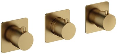 Hotbath Gal - Afbouwdeel voor Inbouw Douchethermostaat - 2 Stopkranen - Geborsteld Messing Pvd - V01