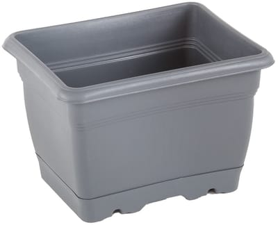 1+1 - Bloembakken met wateropvang en vaste waterschaal - antraciet - Balkonbak 21cm