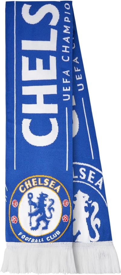 Chelsea FC Sjaal voor Volwassenen en Tieners - Gebreide Voetbal Sjaal Champions League