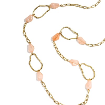 Blush Muse Ketting | RVS (verkleurt niet) | Goudkleurig | Acryl | Lange Ketting | Beste cadeau voor haar