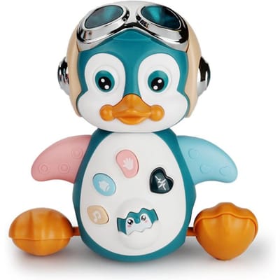 Baby Kruip Speelgoed Muzikale Pinguïn Baby Beweegbaar Lopend Dansend Speelgoed Inclusief Licht Peuter Interactieve Ontwikkeling Buiktijd Cadeau white
