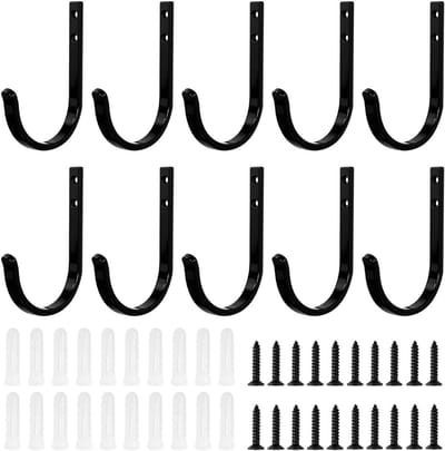 10 Stuks Zwarte Wandhaken voor Kleding en Handdoeken - Ideaal voor Badkamer, Keuken en Slaapkamer