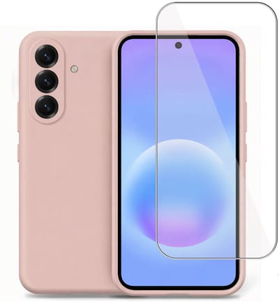 Technow hoesje + Screenprotector geschikt voor Samsung Galaxy A37 – Tempered Glass - Liquid Back Case - Cover - Roze