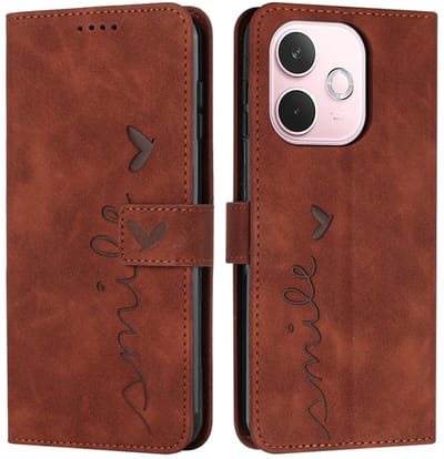 Coverup Hoesje - Geschikt voor OPPO A5 Pro 5G Hoesje - Coverup Smile Book Case - Bruin