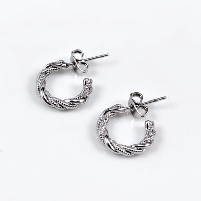 Dottilove ∅15 mm Oorringen Dames - 14K Witgoud Vergulde - Twist Oorbellen