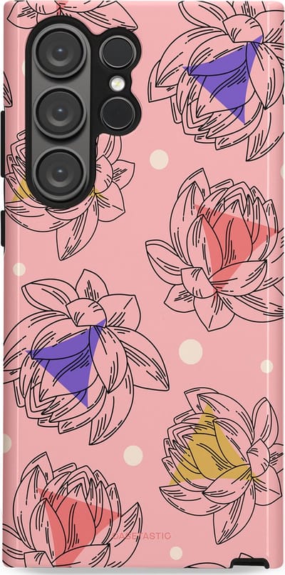 Casetastic Hoesje Geschikt voor Samsung S23 Ultra - Stijlvolle Beschermende Duo-layer Case - Bloemen Pastel Roze