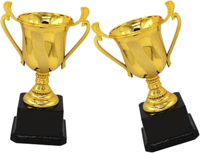 Kinder Trofee - Kleine Prijzen - Wedstrijden Belonen - Set van 2 - 6 cm Hoog - Goud