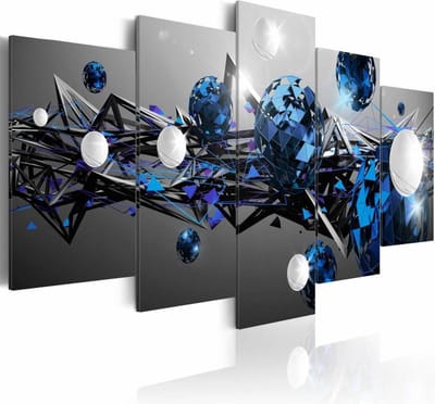 Schilderij - Melkweg in blauw, 5 luik, Blauw/Grijs/Wit, 2 maten, Premium print