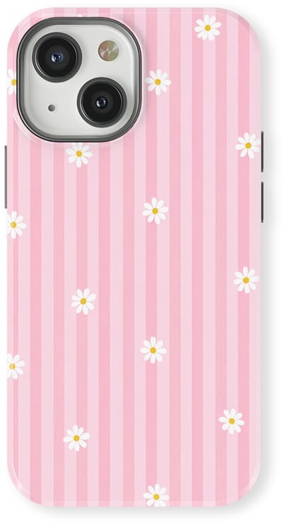 DripCase Hoesje geschikt voor iPhone 13 Mini | Happy Stripes Motief | Magnetisch Opladen | 2-in-1 Ontwerp | Vrolijke Backcover geschikt voor iPhone 13 Mini Daisy Blush