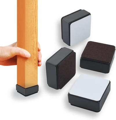 Vierkante meubelverhogers van koolstofstaal - 4 stuks, 60 x 32 mm, zwart voor meubels