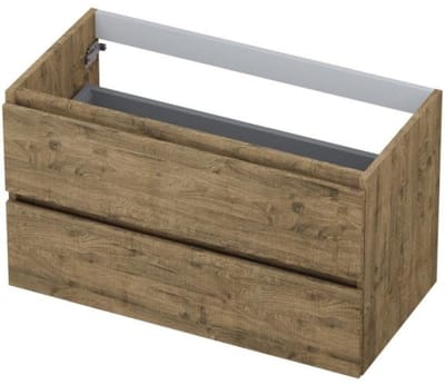 INK - Onderkast 2 Laden Greeploos met Houten Keerlijst - 900x450x520 Mm - Naturel Eiken