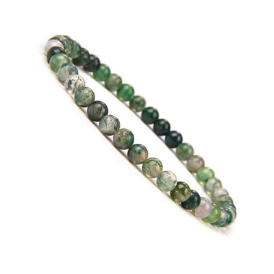 Bixorp Gems Mos Agaat Edelstenen Armband 4mm - Edelsteen Kralenarmband - Spiritueel Cadeau - 20cm