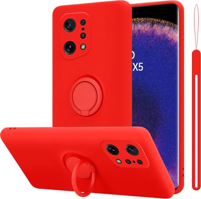 Cadorabo Hoesje geschikt voor Oppo FIND X5 in LIQUID ROOD - Beschermhoes van flexibel TPU silicone Case Cover met ring