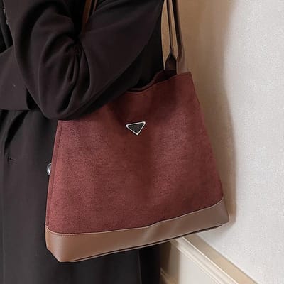 Herfst Hertenleer Fluweel Onderarmtas voor Dames Nieuwe Mode Koreaanse Versie Tote Bag Eenvoudige Grote Capaciteit Schoudertas voor Dames black