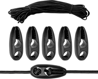 Fiets sleeptouw - Zwart - 600 mm - Rubberen Spannerset met Koordclips - 5-delig