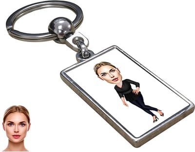 Moeder Karikatuur - Karikatuur Sleutelhanger met Jouw Foto - Sleutelhanger - Cadeau - Verjaardag - Kerst - Kado - Valentijn - Moederdag - Moederdag cadeautje - Moederdag cadeau voor mama - Gepersonaliseerd Cadeau