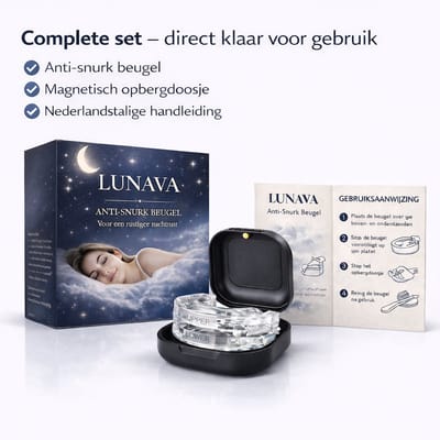 Lunava - Anti Snurk beugel - Voor mannen en vrouwen - Nederland's favoriete keuze tegen snurken en tandenknarsen