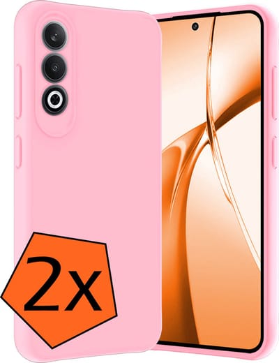 Hoes - 2 Stuks - Geschikt voor OnePlus Nord CE4 - Sterk & Shockproof - Case Siliconen - Back Cover - Telefoon Hoes - Lichtroze