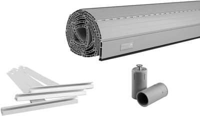 Schellenberg 39016 130 x 150 cm grijs, PVC mini-rolluiklamellenset voor 40 mm stalen buisassen, breedte kan worden ingekort, incl. rolluikophangveer, aluminium eindlamel, rolluikstopper