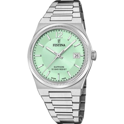 Festina F20035/3 Dames Horloge - Mineraalglas - Roestvrijstaal/Staal - Zilverkleurig - Ø 35 mm - Quartz - Vouw/Vlindersluiting - 10 ATM (zwemmen)