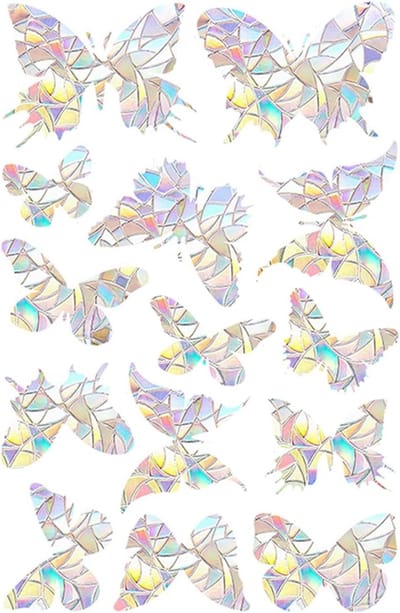 Set van 28 Raamstickers voor Vogels, Bescherming tegen Vogelbotsingen, Vlinder Suncatcher en Regenboog Raamdecoratie