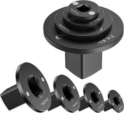 4-delige Set Lage Profiel Impact Socket Adapters voor Krappe Ruimtes, Inclusief 1" naar 3/4", 3/4" naar 1/2", 1/2" naar 3/8" en 3/8" naar 1/4", Geschikt voor Ratchet en Gereedschap