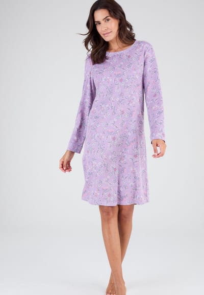 Damart - Gemerceriseerd nachthemd - Dames - Violet - 38-40 (S)