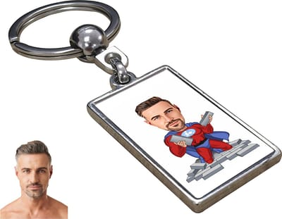 Tegelzetter Karikatuur - Gepersonaliseerde Karikatuur Sleutelhanger met Jouw Foto - Cadeau - Verjaardag - Kerst - Kado - Valentijn - Vaderdag - Vaderdag cadeautje - Vaderdag cadeau voor papa - Gepersonaliseerd Cadeau