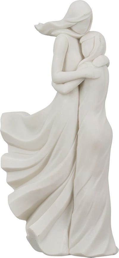 Liefde in de Wind by Rawa - Elegante moeder en dochter - 27 cm Hoog - Polyresin - Crème Wit