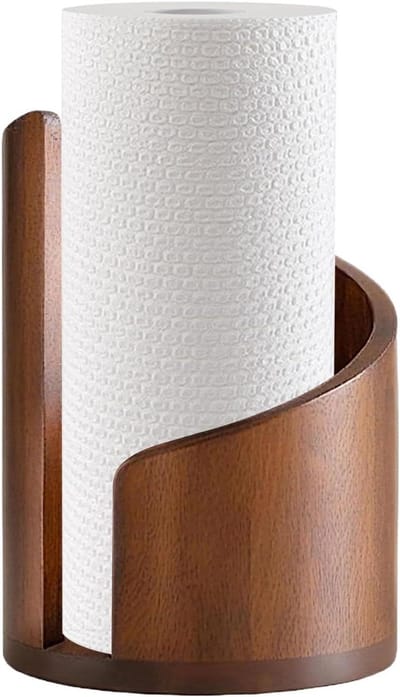Papieren Handdoekhouder - Houten Rollenrek - Keuken Organiseren - Gemaakt van massief hout - 26x17 cm - Houtkleur