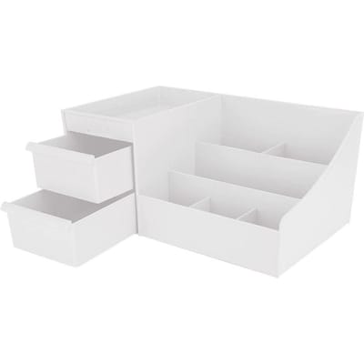 Professionele Make-up Koffer Cosmetische Opbergdoos Bureau Beauty Organizer met LadeWit wit