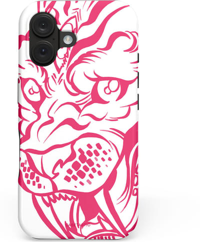 Casetastic hoesje geschikt voor Apple iPhone 16 - MagSafe - Dubbellaagse bescherming - Scherpe Strepen - Fashion Case - Wit Roze