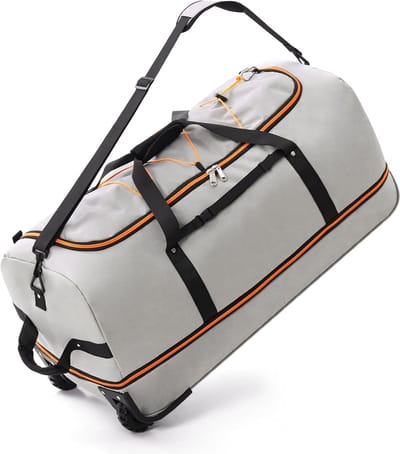 32 inch / 80 cm 110 L uitbreidbaar 140 L reistas met 2 inline wielen, converteerbare grote weekendtas/sporttas met bungee-koordsysteem, witgrijs, reistas