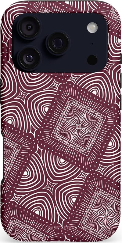 Casetastic hoesje geschikt voor Apple iPhone 17 Pro - MagSafe - Dubbellaagse bescherming - Bohemien Rood Design - Fashion Case - Grijs Donkergrijs Taupe