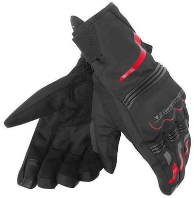 Dainese Tempest Unisex D-Dry Kort Zwart Rood - Maat XXXS - Handschoen