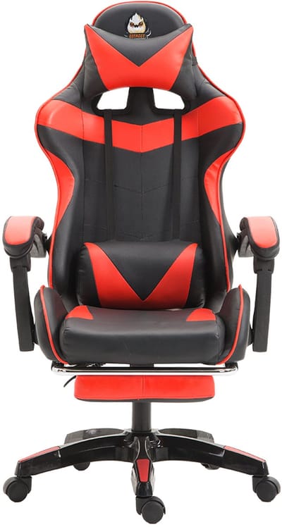 Gotagee Ergonomische Gamestoel Bureaustoel Gamingstoel Met Lendensteun un voetpedalen Hoogte en Ligfunctie Zwart-Rood