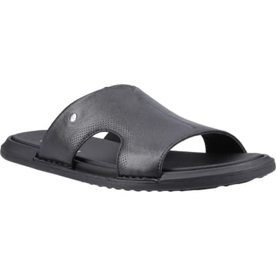 Hush Puppies Callum Slide Leder Heren Zwarte Sandalen