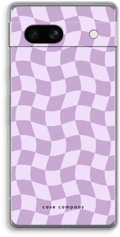 Case Company® - Hoesje geschikt voor Google Pixel 7A hoesje - Grid Paars - Soft Cover Telefoonhoesje - Bescherming aan alle Kanten en Schermrand