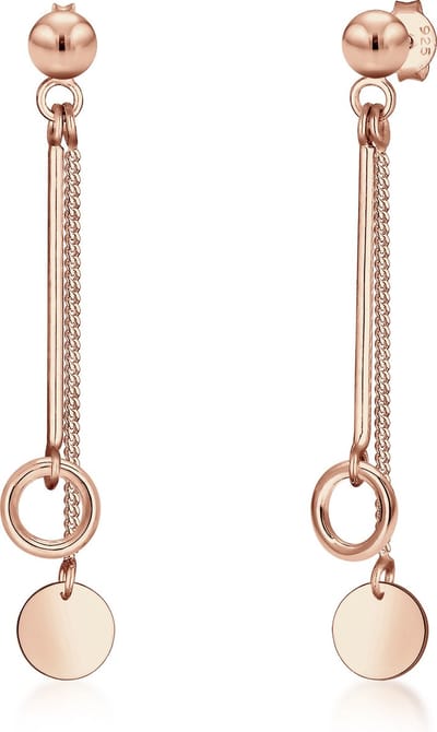Elli - Oorbellen - Dames Oor Hanger Ketting Cirkel Staf Geo Basis in 925 Sterling Zilver - Dames
