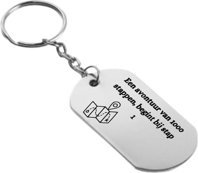 Akyol - een avontuur van 1000 stappen begint bij stap 1 sleutelhanger - Quotes - familie vrienden - cadeau - 54 x 29mm