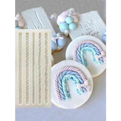Touw Siliconen Mal, Macramé Fondant Vormen Kwastje Taart Decoratie Vorm Blad Boho Vorm Gummy Chocolade Vormen voor Taarten Cupcake Decoratie Klei one-size lichtgrijze kleur