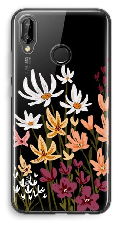 Case Company® - Hoesje geschikt voor Huawei P20 Lite hoesje - Painted wildflowers - Soft Cover Telefoonhoesje - Bescherming aan alle Kanten en Schermrand