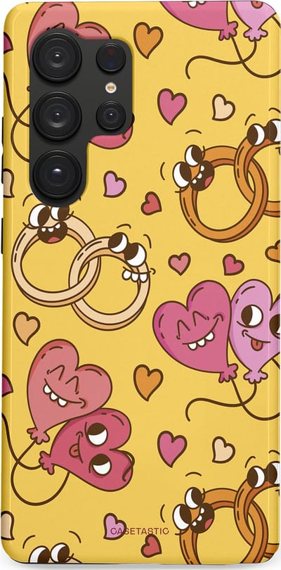 Casetastic Hoesje Geschikt voor Samsung S25 Ultra - Stijlvolle Beschermende Duo-layer Case - Gele Hartenpret