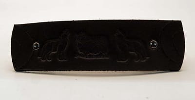 Leren zwart haarclip huilende wolven bij schaap - lederen dieren haarclips - leren zwart haarclip - lederen haarclips - groot dames haarclips - haarclips voor dik haar - haarclip voor lang haar - haarclips kort haar - haarclip vol haar