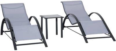 Betaalbare Goederen® tuinstoel - 2 stoelen met tafeltje - grijs - tuinstoelen - tuinstoelen stapelbaar - tuin stoelen - tuinstoelen aluminium