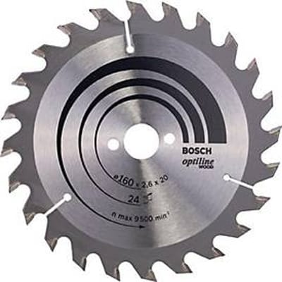 Cirkelzaagblad Optiline Hout AD 160mm Z.24 WZ Bohr.20mm Schnitt-B.2,6mm