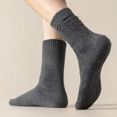 3 Paar Warme Heren Wintersokken – Dikke Thermosokken met Fleecevoering, Pluizige Kasjmier Sokken, Comfortabele Huissokken, Sneeuwsokken, Sokken voor Koude Voeten en Winterweer